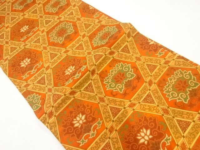 襷に花模様織出し袋帯